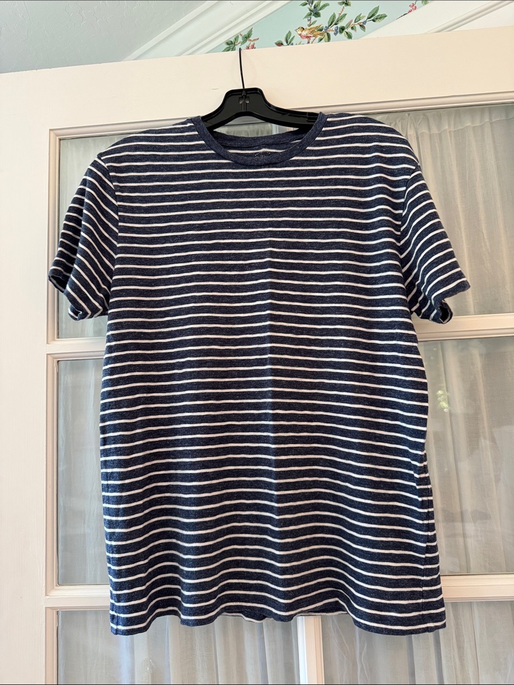 J. Crew Navy and White Striped Short Sleeve Crewneck Tee